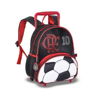 Imagem de Mochila flamengo de carrinho 13" fla24617b, Preto, Vermelho