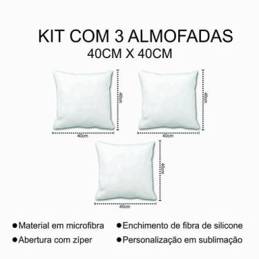Imagem de Kit 3 Almofadas Decorativas Cheias 40 x 40 Folhas Cinza - Deluzz