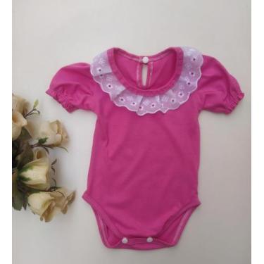 Imagem de Body Bebê Rosa Manga Curta Estilo Princesa - Top Baby, Rosa, P
