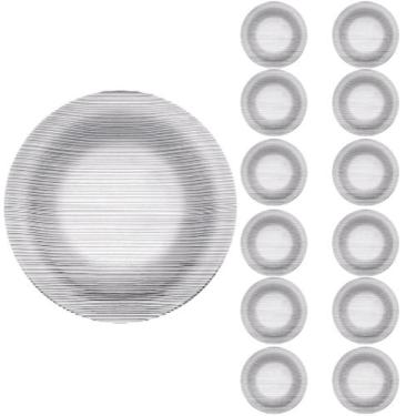 Imagem de Jogo Prato Redondo Raso Duralex 23cm Diamante Refeição 12Un - NADIR FI