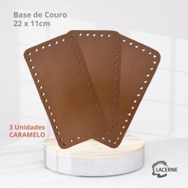 Imagem de KIT 3 Fundos de Bolsas em Couro para Crochê Tamanho 22 x 11cm (3 Bases