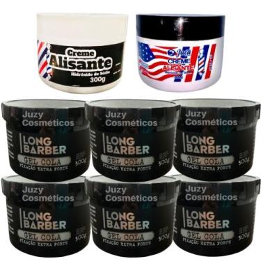 Imagem de Kit 2 Alisante Americano 300g Juca + 6 Gel Long Barber 300g - Juca Men