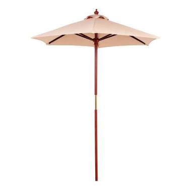 Imagem de Ombrelone Quadrado em Madeira e Poliéster Bege sem Base 2,0 m Tramonti