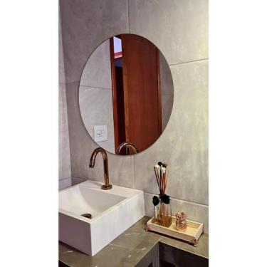 Imagem de Espelho de Vidro Redondo Lapidado Decorativo 60x60cm para Quarto Sala 
