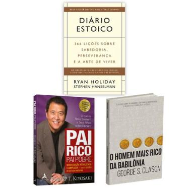Imagem de  Kit 3livros, Pai Rico, Pai Pobre + Diário Estoico + O Homem Mais Rico