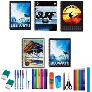 Imagem de Kit 10 Caderno Surf 96 Folhas Arame Capa Dura Com 36 Itens - Maxima ca