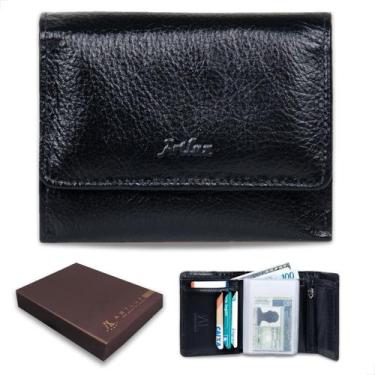 Imagem de Carteira de Couro Legítimo Com tiras autocolantes e Porta Moedas - Art