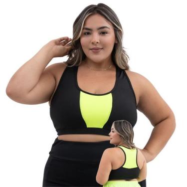 Imagem de Top Academia Feminino Plus Size Fitness Nadador Alça Grossa Suplex E d