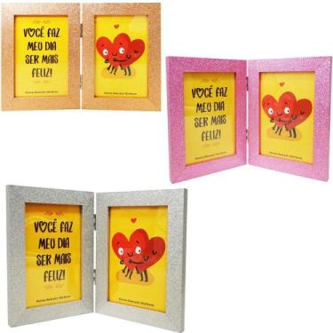 Imagem de Porta retrato / mural duplo de mdf tmd colors para fotos 10x15 vertica