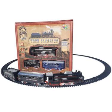 Imagem de Trem Clássico Com 2 Vagões A Pilha Com Trilhos E 13 Peças - Art Brink