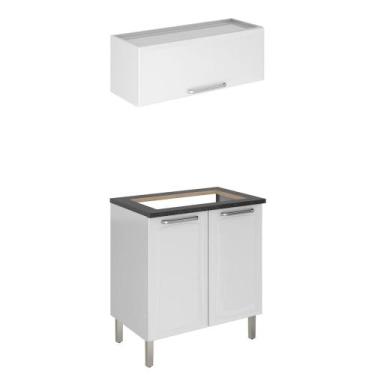Imagem de Conjunto Balcão para Cooktop 5 Bocas 2 Portas com Armário Aéreo Horizo