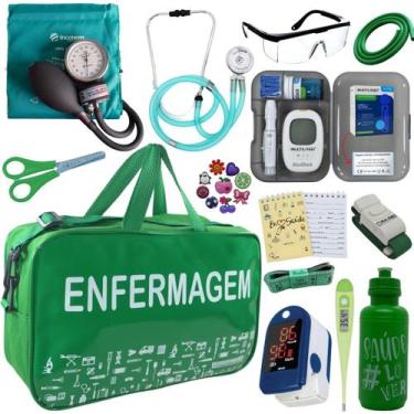 Imagem de Kit Enfermagem Completo Bolsa Estagio Aparelho Pressao Estetoscopio Es