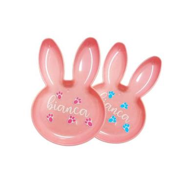 Imagem de Bandeja Coelho Personalizada com Nome - Rosa - 1 unidade - Rizzo, azul