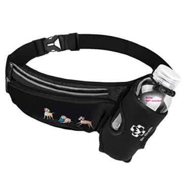 Imagem de Cinto de corrida esportivo/bolsa com suporte para garrafa de água, pochete de hidratação, listras refletivas, armazenamento para celular, orifício para fone de ouvido para passear com cães,