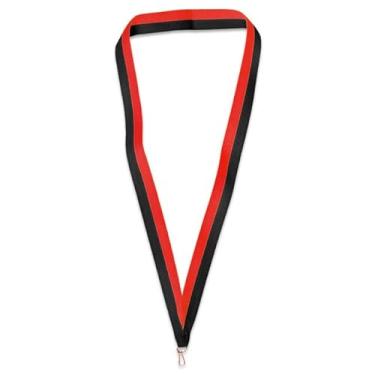 Imagem de PinMart Fita de pescoço multicolorida – Porta-prêmios para medalhas e medalhões – Cordão de fita colorido em branco com clipe