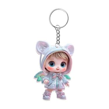 Imagem de Bothyi Anjo bebê chaveiro pingente charme presente de aniversário, acessórios de automóvel 2d, saco bonito pingente espelho retrovisor pingente
