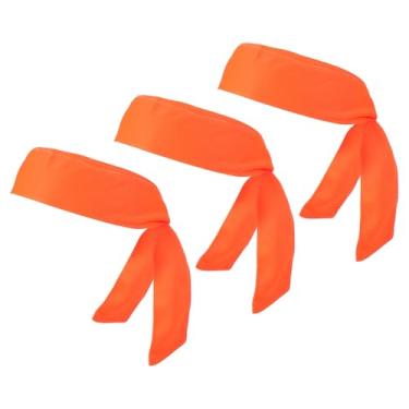 Imagem de PATIKIL Faixa de cabeça com laços de cabeça, pacote com 3 faixas de cabeça Ninja Karate ajustáveis, esportivas, com absorção de suor, para treino para homens e mulheres, corrida, tênis, ioga, laranja