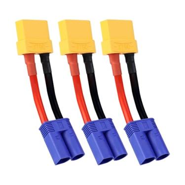 Imagem de TMH 3 peças fêmea XT90 para macho EC5 plugue conector adaptador com fio de silicone 14 AWG, 5 cm cabo para bateria RC LiPO FPV drone carregador ESC