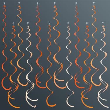 Imagem de pinkblume 36Pcs Decorações De Redemoinho Penduradas Laranja Ombre Feltro Laranja Redemoinho Streamer Espiral Teto Guirlanda Para Outono Colheita De Outono Ação De Graças Aniversário Casamento Chá De