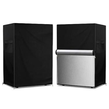 Imagem de Dalema Capa Externa para Geladeira, Capa Resistente 600D 100% À Prova D'Água para Freezer Vertical, Capas Externas para Geladeira. A Frente Pode Ser Enrolada com Zíperes.