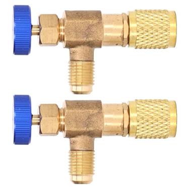 Imagem de Conjunto de Adaptador de Mangueira de Carregamento de Refrigerante SAE de 1/4 para R22/R404A/R407C Com Válvulas de Segurança - 2 Pacotes de Ferramentas de Refrigeração CA