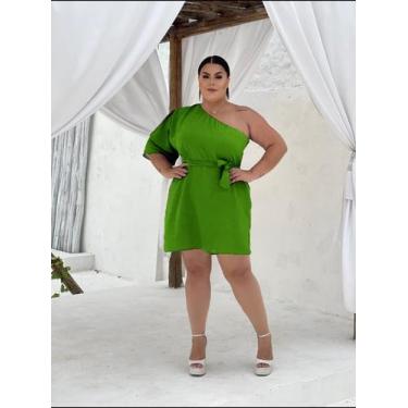 Imagem de Vestido feminino plus size mula manca com faixa  - vitra, GG, Verde ba