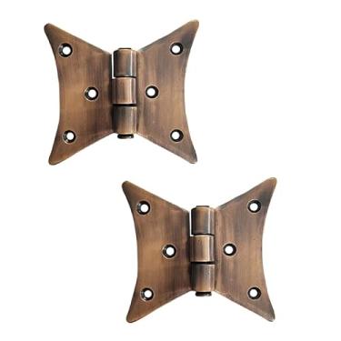 Imagem de Adonai Hardware Dobradiças de borboleta de armário vintage antigas "Azur" para portas de celeiro, armários, caixa de joias de madeira, móveis, baú de tesouro e baús (cobre antigo)