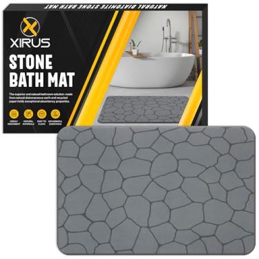 Imagem de Xirus Tapete de banho de pedra – Tapete de banheiro de terra de diatomáceas – Tapete de banho de secagem rápida – Tapete de banho de pedra de diatomita altamente absorvente – Tapete de banho
