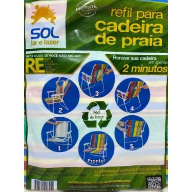 Imagem de kit com 6 Refil para cadeira de praia alta - Metalúrgica Sol