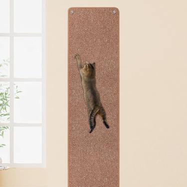 Imagem de FHTONGE Tapete de escalada espesso para gatos de 177 x 40 cm com 16 pregos fixos, almofada extra grande para arranhar gatos na parede, arranhador de gato escalado para móveis, protetor de sofá (café)