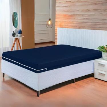 Imagem de Capa para Colchão Casal Queen Malha Gel C/ Zíper - Malucasim, Marinho