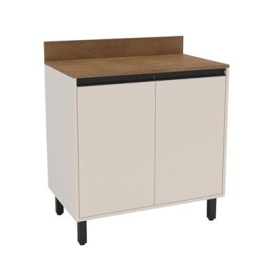 Imagem de Balcão de Cozinha 80 Cm Koya 2 Portas Creme - Politorno, Bege, Clássic