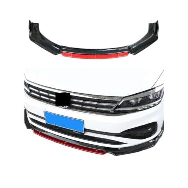 Imagem de 4 unidades de lábio do para-choque dianteiro compatível com Mitsubishi Lancer 2008-2017 spoiler lateral divisor difusor kit de proteção defletor acessórios para carro(Carbon Look Red)