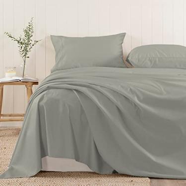 Imagem de Pizuna Lençol de Cima Algodão Casal Prata, 400 fios de algodão 100% sateen de fibra longa Lencol de Cima Casal 220x265 cm - 1 peça