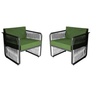 Imagem de Conjunto 2 Poltronas para Área Externa Santiago em Alumínio e Corda Náutica Acesse Móveis