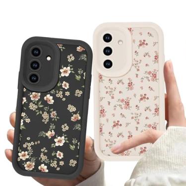 Imagem de Zrutru Pacote com 2 capas de telefone com flores para Samsung Galaxy A56 de 6,7 polegadas, lindas capas com estampa floral, design exclusivo de plantas para mulheres, meninas, adolescentes, capa