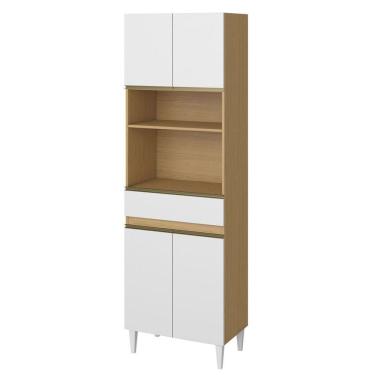 Imagem de Paneleiro 4 Portas 1 Gaveta Com Nicho Para Microondas Nevasca Atacama-branco