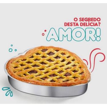Imagem de Forma de bolo coração em alumínio grosso 26cm Assadeira confeiteira - 