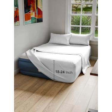 Imagem de CGK Unlimited Lençóis de colchão de ar (bolso de 61 cm), branco, casal