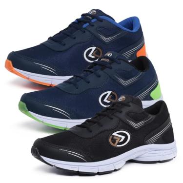 Imagem de Kit 3 Pares Tênis Masculino Esportivo Academia Treino Musculação Caminhada Combo (Laranja+Verde+Preto, BR, Adulto, Numérico, 43)