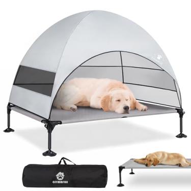 Imagem de CJYMMFAN Cama elevada para cães com dossel, cama elevada para cães ao ar livre com pés antiderrapantes potentes, berço portátil para animais de estimação com sombra maior, cama de resfriamento para