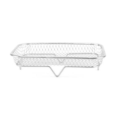 Imagem de Cesta de fritadeira a ar para forno, bandeja de fritadeira a ar de aço inoxidável 18/8 cesta de assar (retângulo)
