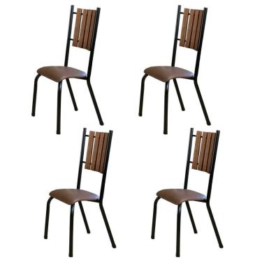 Imagem de Kit com 04 Cadeiras 105x50cm Goiânia Chocolate / Preto Fosco