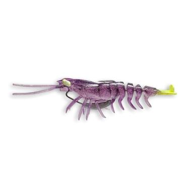 Imagem de Savage Gear Manic Shrimp Weedless V2 Isca de pesca de plástico macio, 7,6 cm, verde-limão roxo, contornos realistas, cores e movimento, construção durável, anzol ultra-afiado pesado
