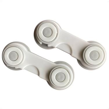Imagem de Kit com Duas Travas de Segurança para Portas e Gavetas de Armários Evita Abertura por Crianças e Bebês Total Proteção (Cinza)