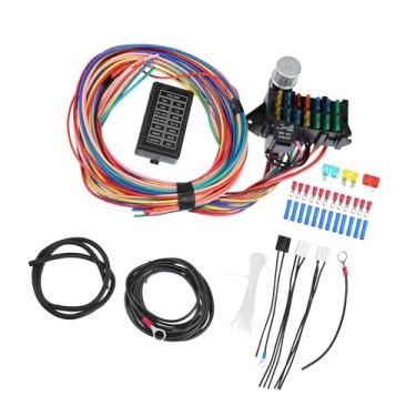 Imagem de Hihaha 1 kit universal de 14 circuitos de fiação com fusíveis para GM para Ford para material durável de carro de rua