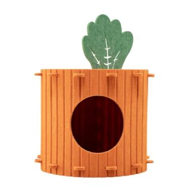Imagem de Ioensy Cama de gato de cenoura para gatos internos Felt Cat Cave para Pequeno Animal Playground Decor de casa Confortável Hideaway de gatinho removível,