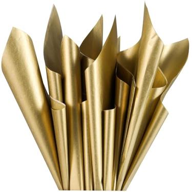 Imagem de 36 folhas de papel de seda dourado para sacos de presente – 50,8 x 50,8 cm de papel de embrulho para artesanato, Natal, casamentos e celebrações