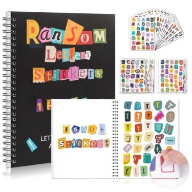 Imagem de The Cut Out and Collage Book Spiral Bound Ransom Note Letters Sticker Books 21,6 x 16.0 cm 1400+ Materiais de corte e colagem vintage Álbum de recortes alfabeto letras números pontuação para Junk