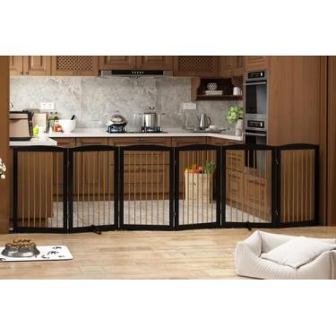 Imagem de Pet Gate PUPETPO Independente para cães, interior de madeira, 120 cm